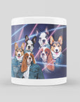 Taza personalizada con 3 mascotas 'Retrato Lazer de los años 80 (hembras)'