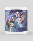 Taza personalizada con 3 mascotas 'Retrato Lazer de los años 80 (hombres)'