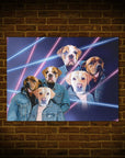 Póster personalizado con 3 mascotas 'Lazer Portrait (machos) de los años 1980'