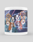 Taza personalizada para 4 mascotas 'Retrato Lazer de los años 80 (4 hembras)'