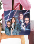 Bolsa de mano personalizada Lazer Portrait 1 mascota/humanos de los años 80