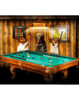 Lienzo personalizado con 3 mascotas de pie 'The Pool Players'