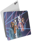 '1980s Lazer Portrait (2 hembras/1 macho)' Naipes personalizados para 3 mascotas