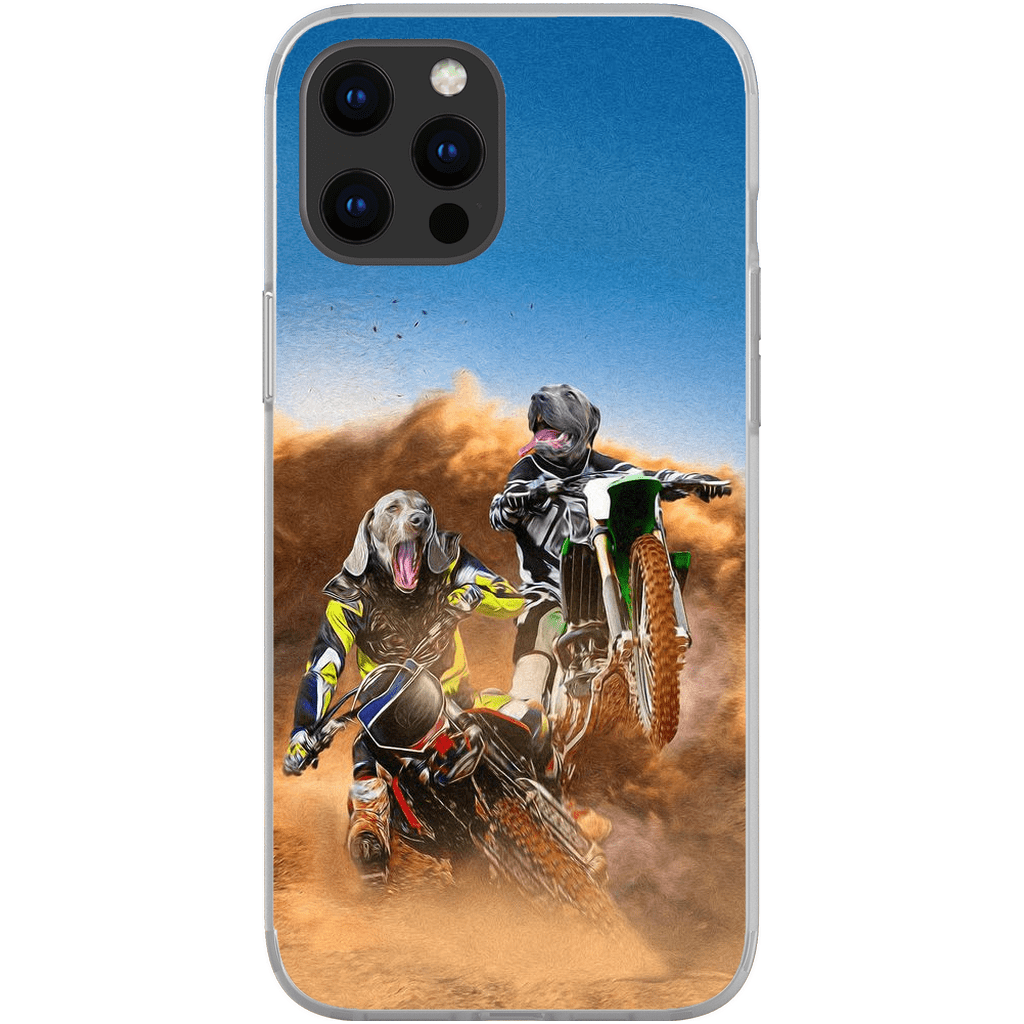 Funda personalizada para teléfono con 2 mascotas &#39;The Motocross Riders&#39;