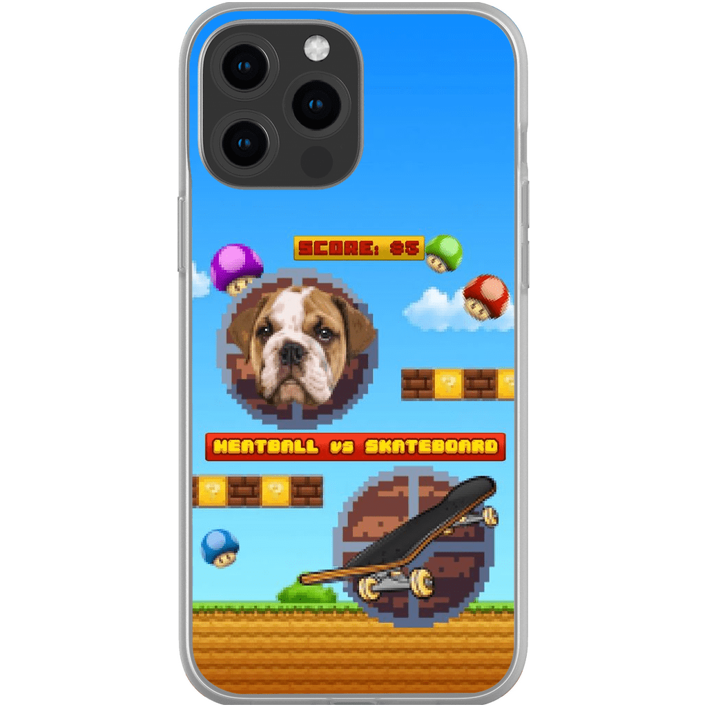 Funda de teléfono para mascotas personalizada con videojuego retro