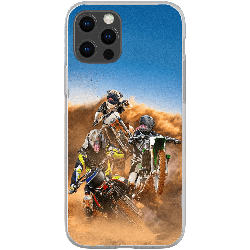 Funda personalizada para teléfono con 3 mascotas &#39;The Motocross Riders&#39;