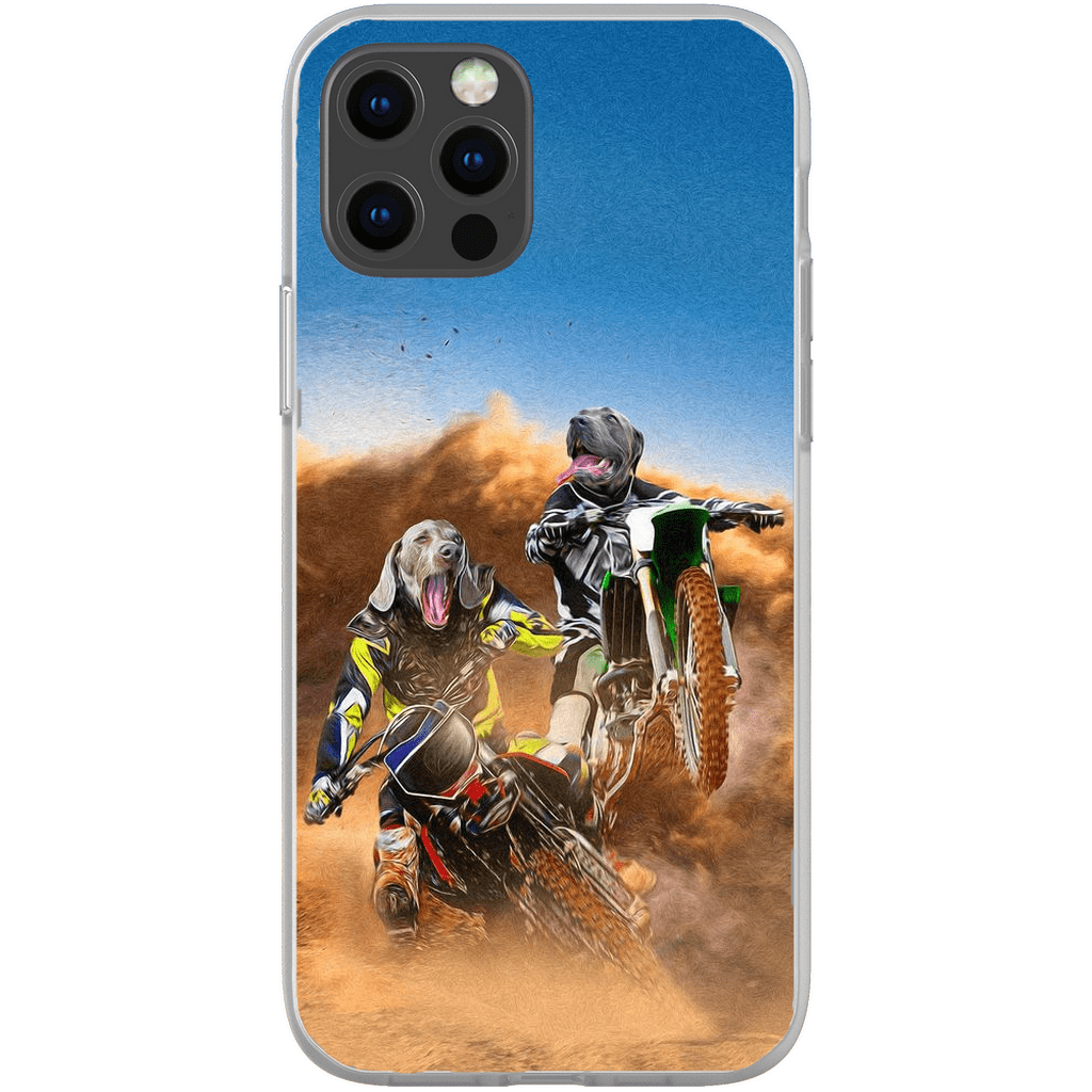 Funda personalizada para teléfono con 2 mascotas &#39;The Motocross Riders&#39;