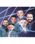 Lienzo de pie personalizado '1980s Lazer Portrait 1 Pet/Humans(Males)'