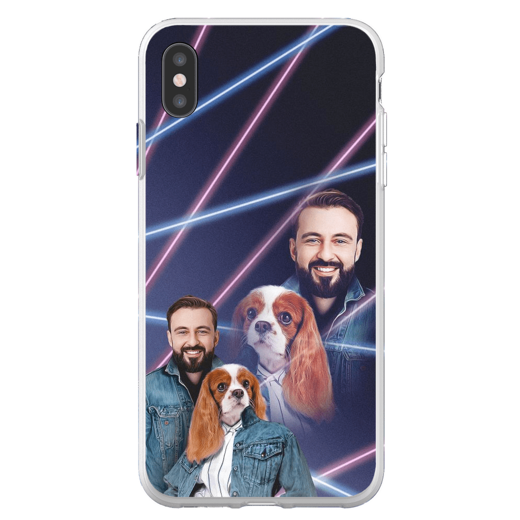 Funda para teléfono personalizada Lazer Portrait Pet (femenino)/humano (masculino) de los años 80