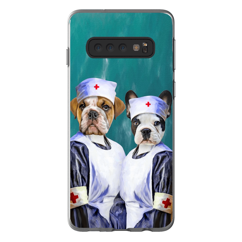 Funda personalizada para teléfono con 2 mascotas &#39;Las enfermeras&#39;