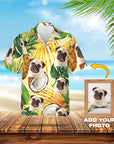 Camisa hawaiana personalizada (amarillo tropical: 1-4 mascotas)