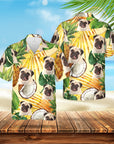 Camisa hawaiana personalizada (amarillo tropical: 1-4 mascotas)