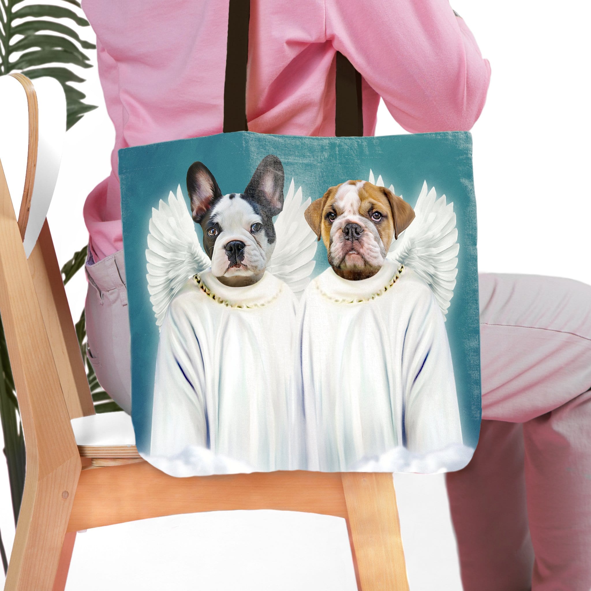 Bolsa de mano personalizada para 2 mascotas '2 Angels'