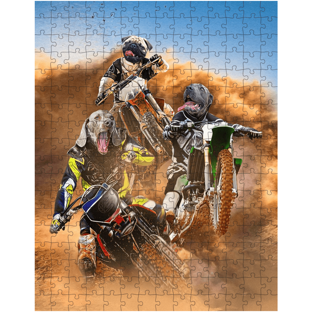 Puzzle personalizado de 3 mascotas &#39;The Motocross Riders&#39;