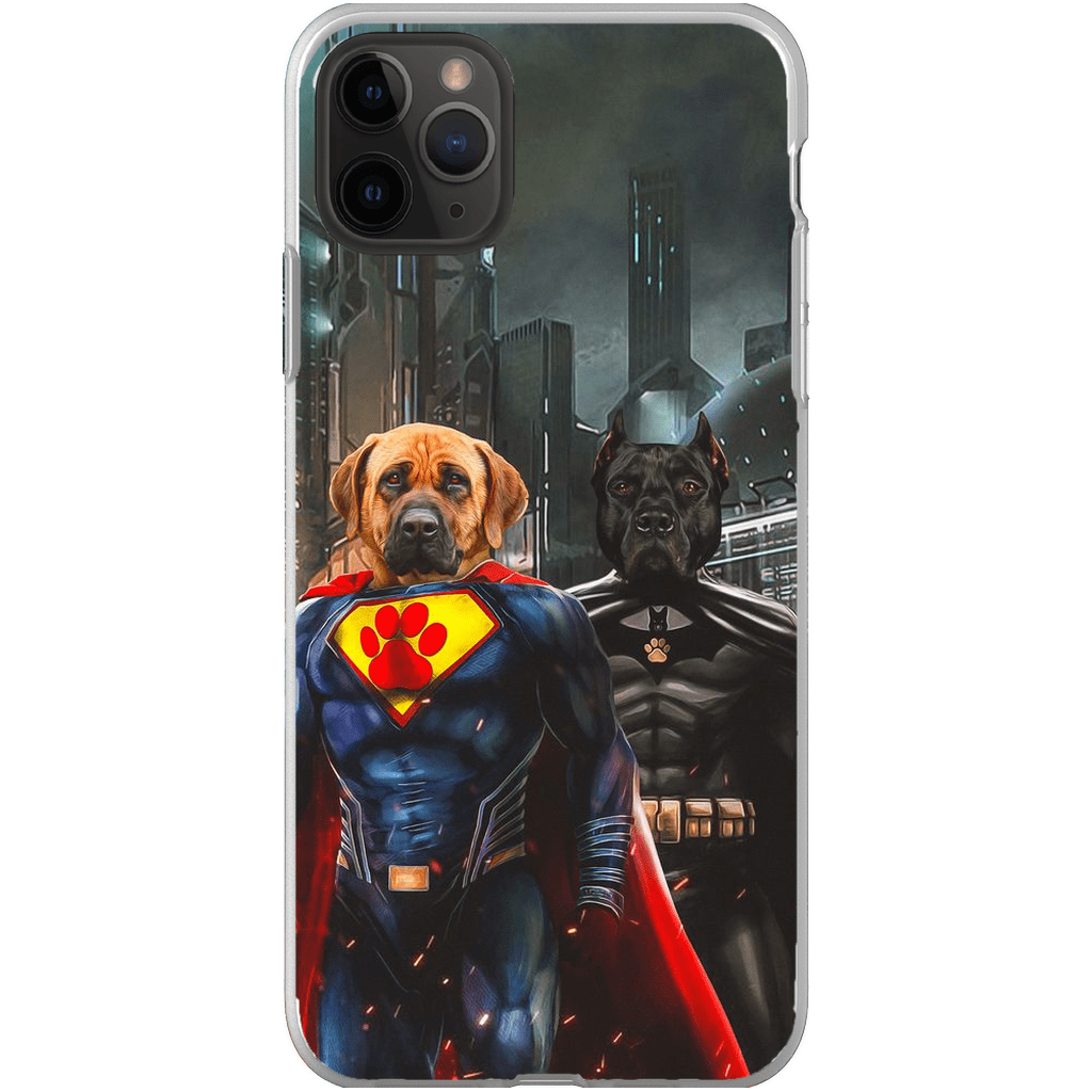 Funda personalizada para teléfono con 2 mascotas &#39;Superdog &amp;amp; Batdog&#39;