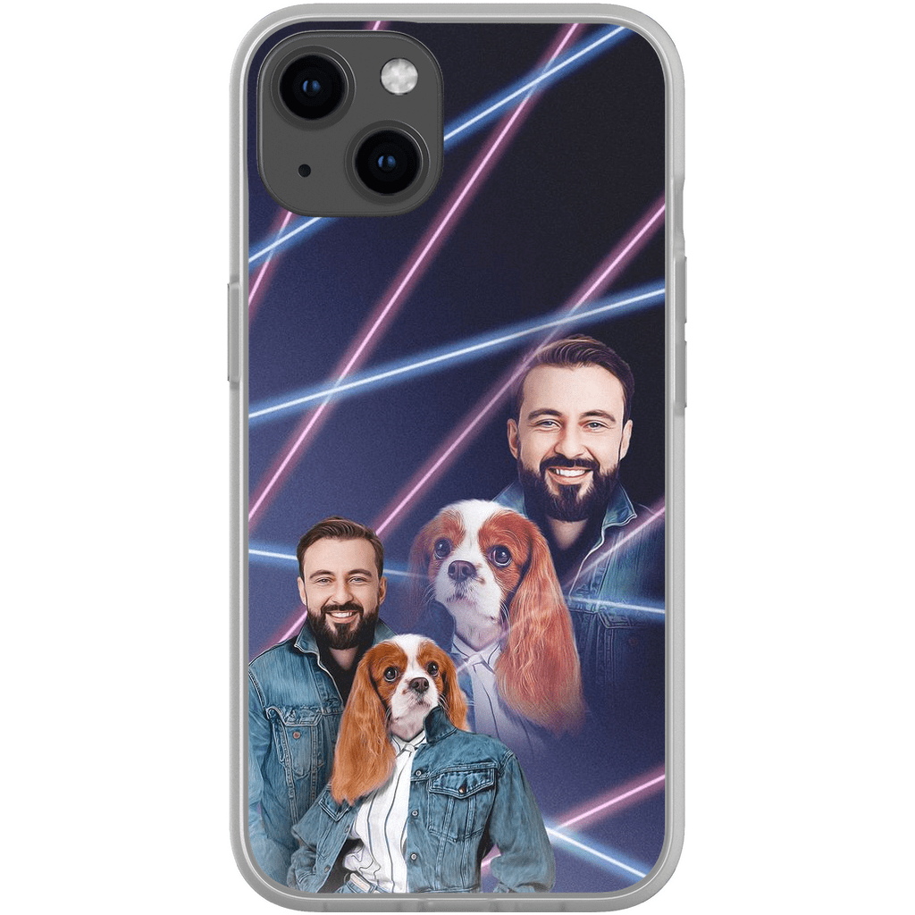 Funda para teléfono personalizada Lazer Portrait Pet (femenino)/humano (masculino) de los años 80