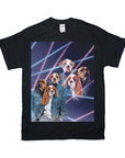 Camiseta personalizada con 3 mascotas 'Retrato Lazer de los años 80 (2 machos/1 hembra)' 