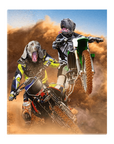 Lienzo personalizado para 2 mascotas 'The Motocross Riders'