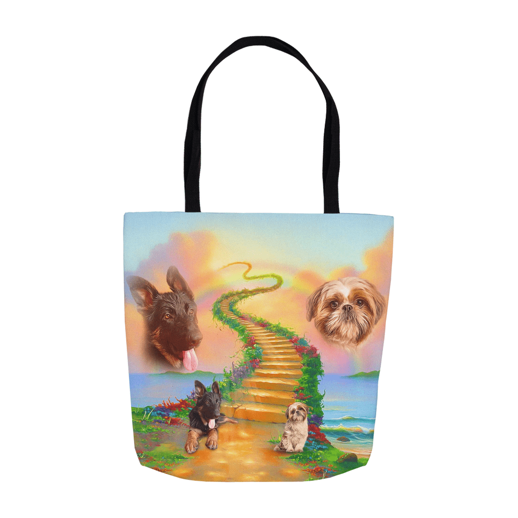 &#39;The Rainbow Bridge 2 Pet&#39; Bolsa de mano personalizada para 2 mascotas