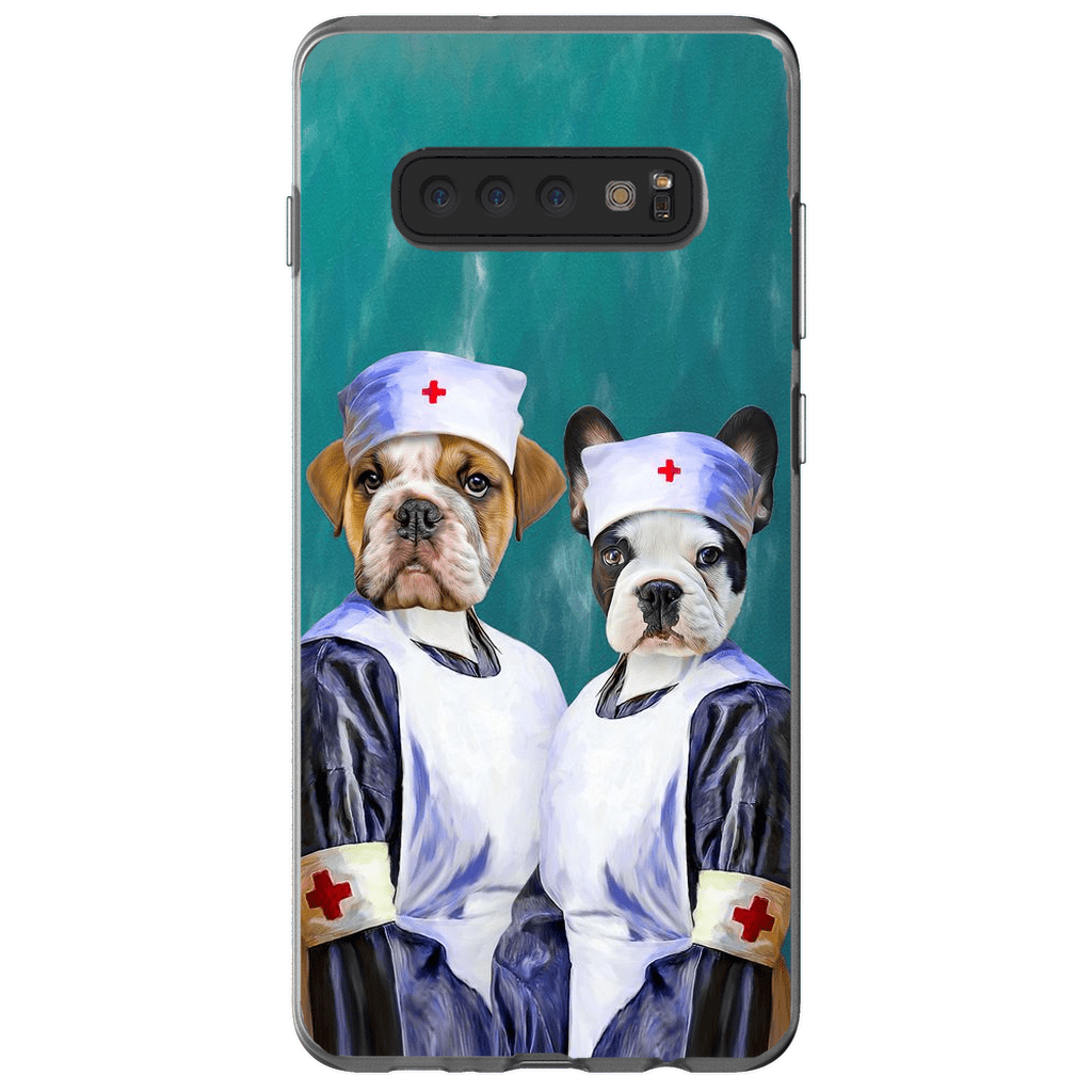 Funda personalizada para teléfono con 2 mascotas &#39;Las enfermeras&#39;