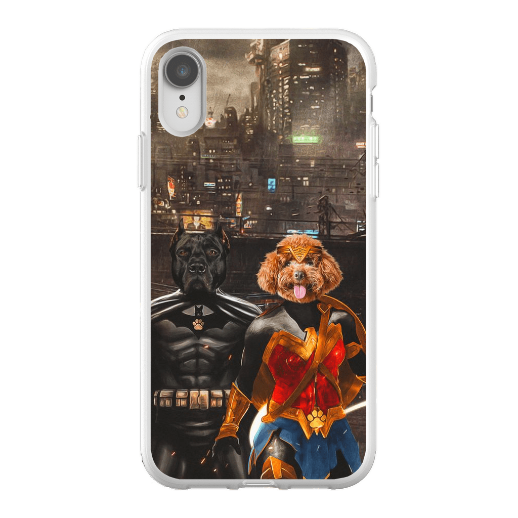 Funda personalizada para teléfono con 2 mascotas &#39;Batdog &amp;amp; Wonder Doggette&#39;