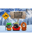 Lienzo personalizado para 3 mascotas 'South Bark'