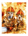 Lienzo de pie personalizado para 2 mascotas 'Los Bomberos'