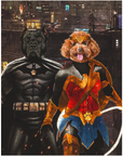 Rompecabezas personalizado de 2 mascotas 'Batdog &amp; Wonder Doggette'