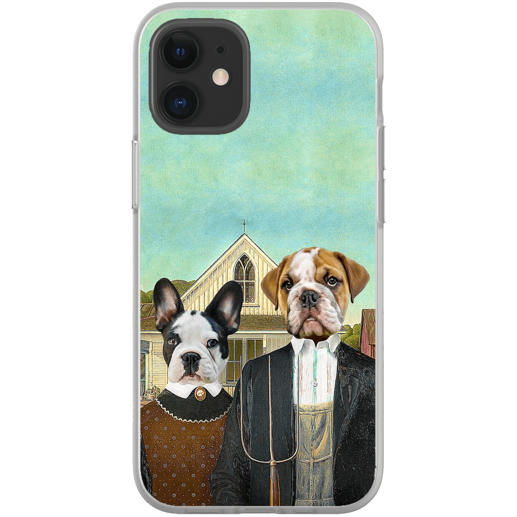 Funda personalizada para teléfono con 2 mascotas &#39;American Pawthic&#39;