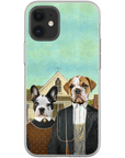 Funda personalizada para teléfono con 2 mascotas 'American Pawthic'