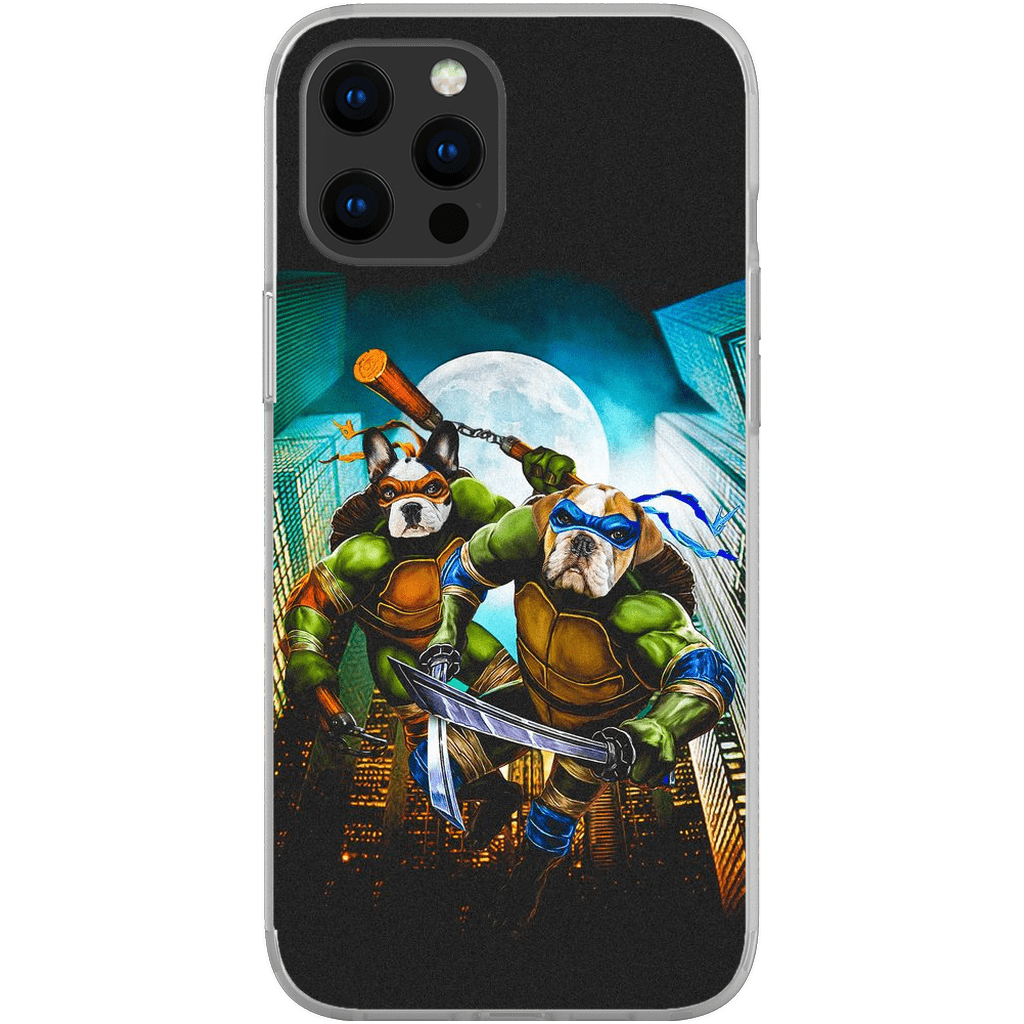 Funda personalizada para teléfono con 2 mascotas &#39;Teenage Mutant Ninja Doggos&#39;