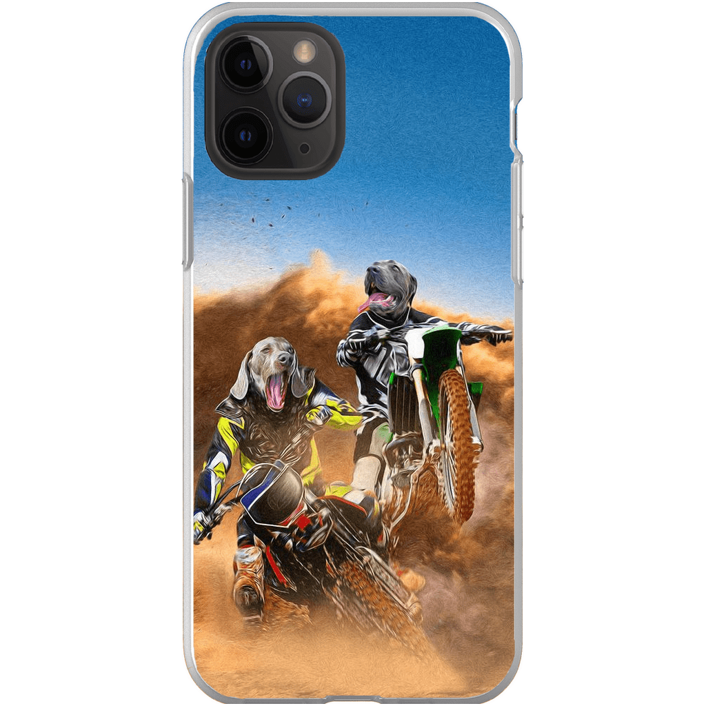 Funda personalizada para teléfono con 2 mascotas &#39;The Motocross Riders&#39;