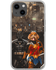 Funda personalizada para teléfono con 2 mascotas 'Batdog &amp; Wonder Doggette'