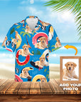 Camisa hawaiana personalizada (Azul Gala: 1-4 mascotas)