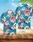 Camisa hawaiana personalizada (Azul Gala: 1-4 mascotas)