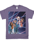 Camiseta personalizada con 3 mascotas 'Retrato Lazer de los años 80 (2 machos/1 hembra)' 