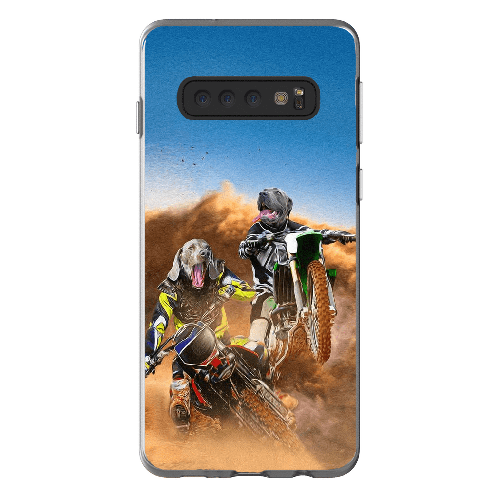 Funda personalizada para teléfono con 2 mascotas &#39;The Motocross Riders&#39;