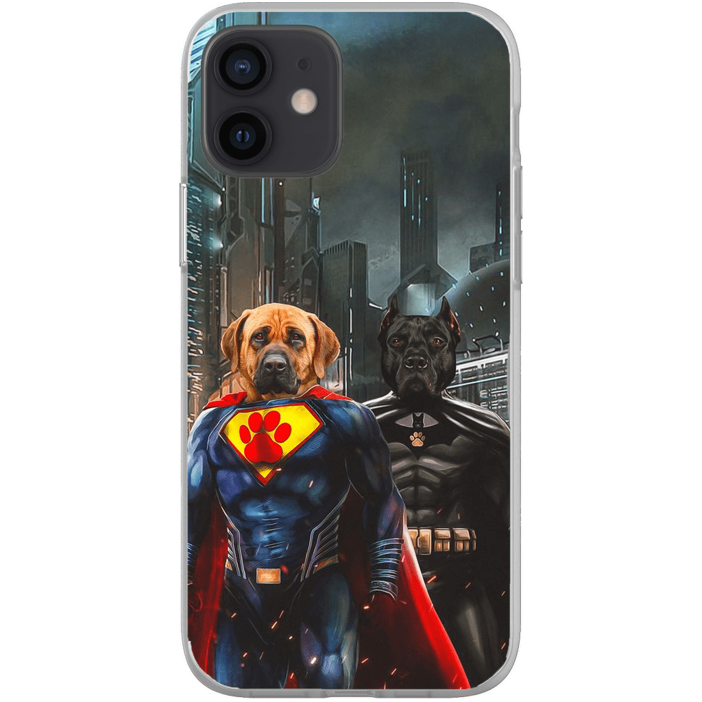 Funda personalizada para teléfono con 2 mascotas &#39;Superdog &amp;amp; Batdog&#39;