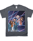 Camiseta personalizada con 3 mascotas 'Retrato Lazer de los años 80 (2 machos/1 hembra)' 