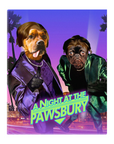 Lienzo personalizado para 2 mascotas 'Una noche en Pawsbury'