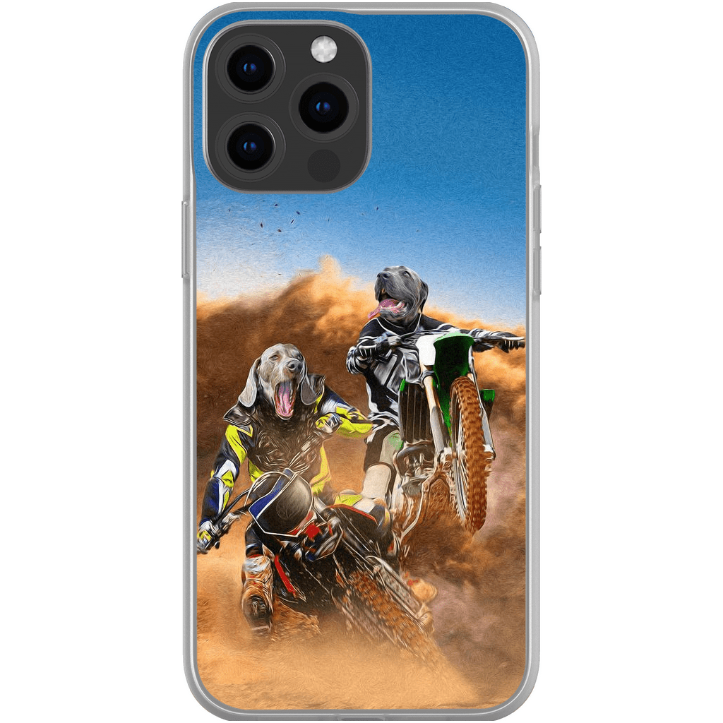 Funda personalizada para teléfono con 2 mascotas &#39;The Motocross Riders&#39;