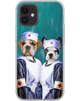 Funda personalizada para teléfono con 2 mascotas 'Las enfermeras'