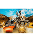 Lienzo de pie personalizado para 4 mascotas 'Harley Wooferson'