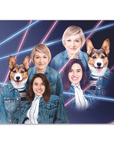 Póster personalizado 'Lazer Portrait 1 de los años 80, mascota/humanos (hembras)'