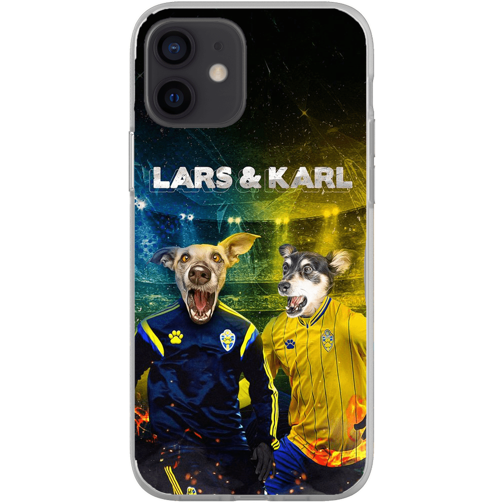 Funda personalizada para teléfono con 2 mascotas &#39;Sweden Doggos Euro Football&#39;