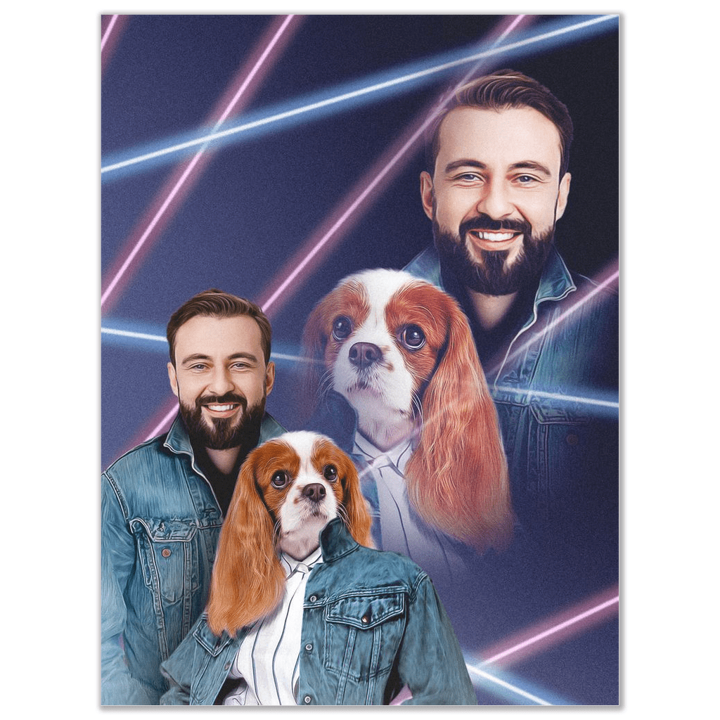 Póster personalizado &#39;Retrato Lazer de los años 80, mascota (hembra)/humano (masculino)&#39;