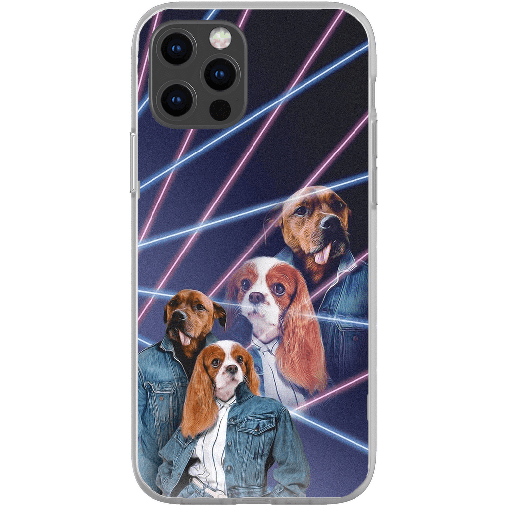 Funda personalizada para teléfono con 2 mascotas &#39;1980s Lazer Portrait&#39;