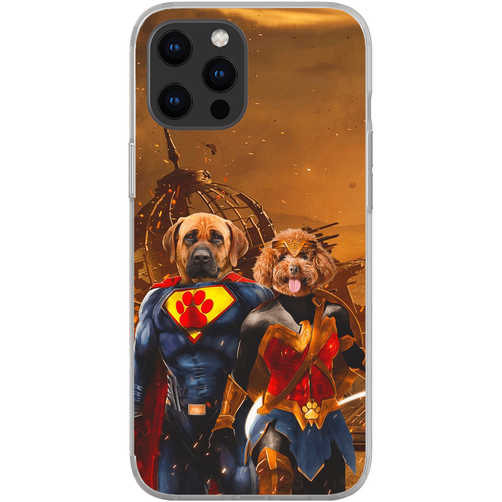 Funda personalizada para teléfono con 2 mascotas &#39;Superdog &amp;amp; Wonder Doggette&#39;