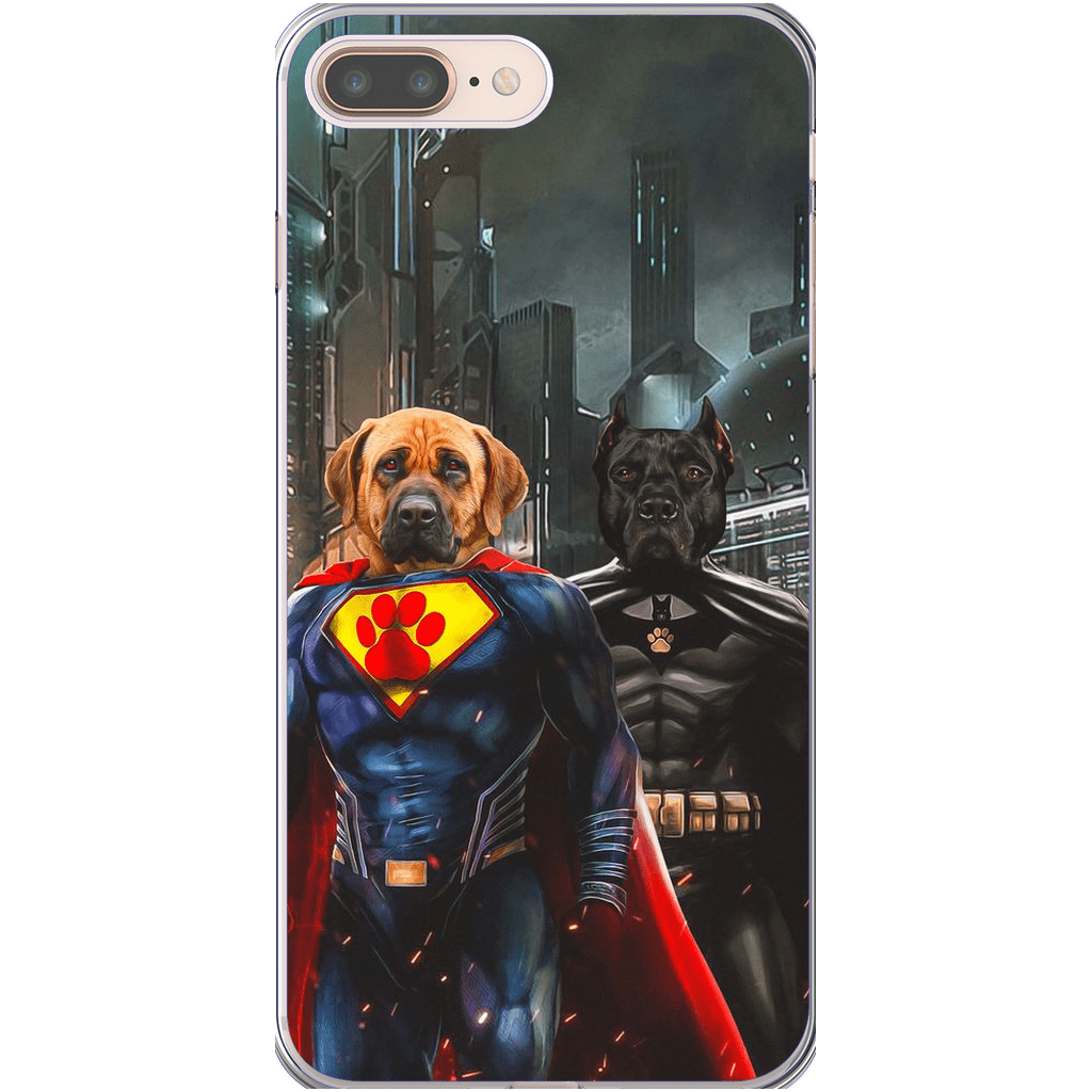 Funda personalizada para teléfono con 2 mascotas &#39;Superdog &amp;amp; Batdog&#39;