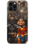 Funda personalizada para teléfono con 2 mascotas 'Batdog &amp; Wonder Doggette'